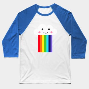 Cute Happy Cloud Rainbow on Blue Baseball T-Shirt